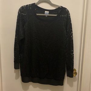 Black lace sweater with scoop neck